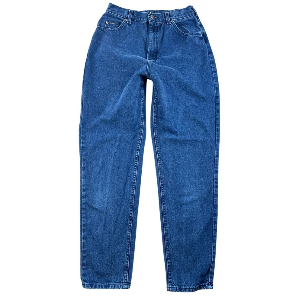 Vintage 90s Lee High Rise Mom Jeans Blue Denim Tapered Leg USA - W25 L29